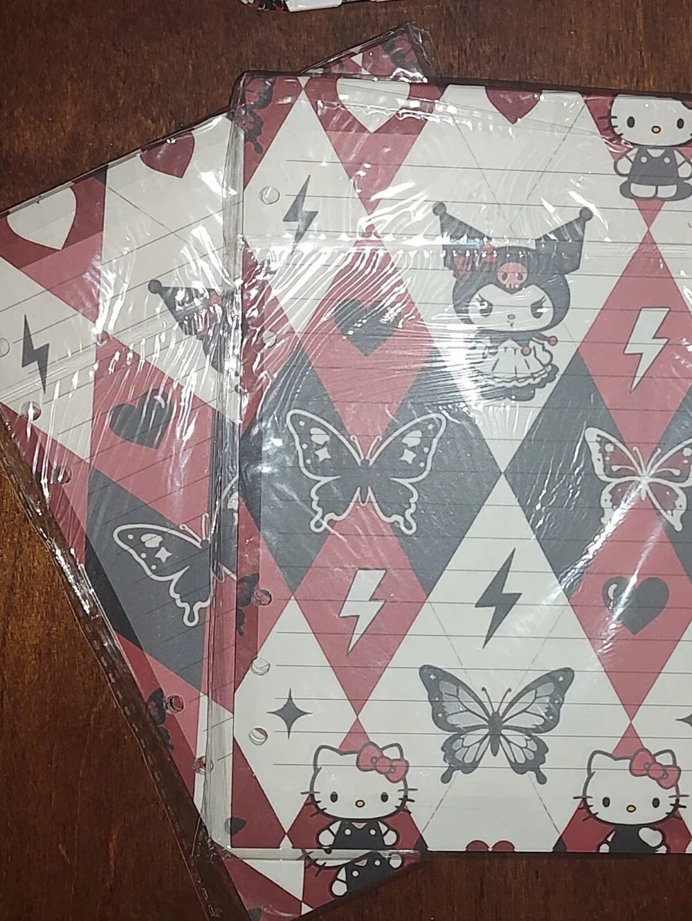 Hello Kitty x Kuromi Harlequin Red & Black Diamond Print Notebook Set